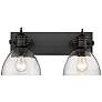 1_Hines 17 7/8" Wide 2-Light Vanity Light in Matte Black with Seeded Gla