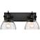 Hines 17 7/8" Wide 2-Light Vanity Light in Matte Black with Seeded Gla