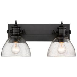 Hines 17 7/8" Wide 2-Light Vanity Light in Matte Black with Seeded Gla