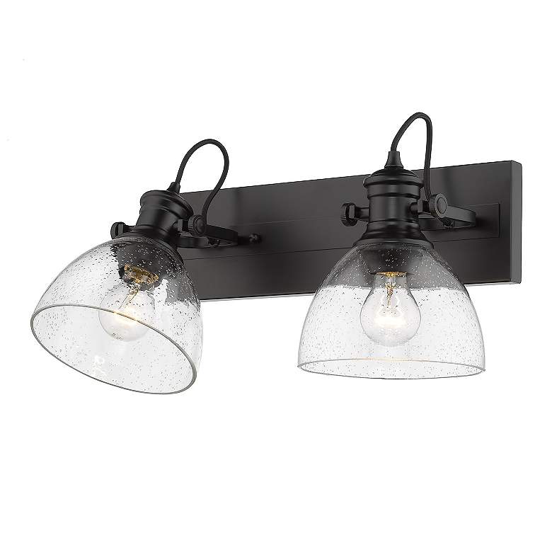 Image 3 Hines 17 7/8" Wide 2-Light Vanity Light in Matte Black with Seeded Gla more views