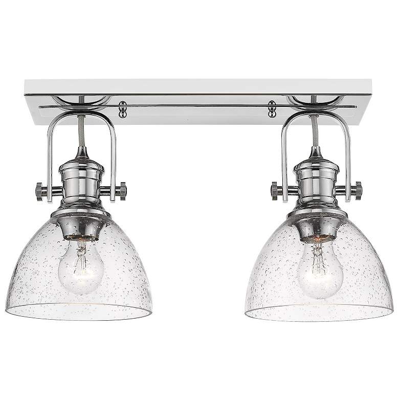 Image 1 Hines 17 7/8 inch Wide Chrome 2-Light Semi-Flush With Seeded Glass