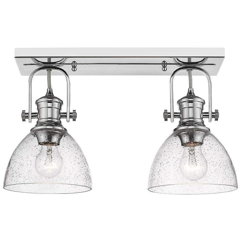Image 2 Hines 17 7/8" Wide Chrome 2-Light Semi-Flush With Seeded Glass