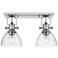 Hines 17 7/8" Wide Chrome 2-Light Semi-Flush With Seeded Glass