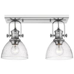 Hines 17 7/8&quot; Wide Chrome 2-Light Semi-Flush With Seeded Glass