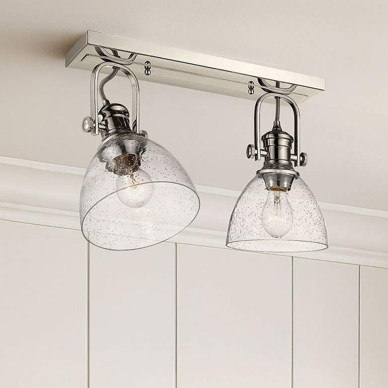 Image 1 Hines 17 7/8" Wide Chrome 2-Light Semi-Flush With Seeded Glass