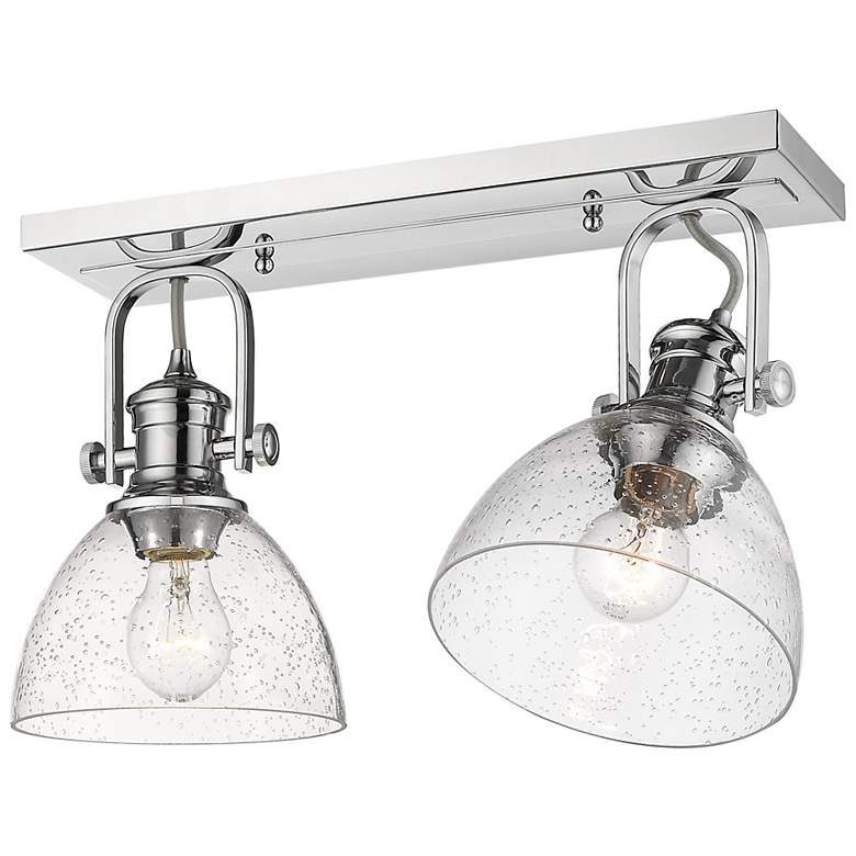 Image 5 Hines 17 7/8" Wide Chrome 2-Light Semi-Flush With Seeded Glass more views