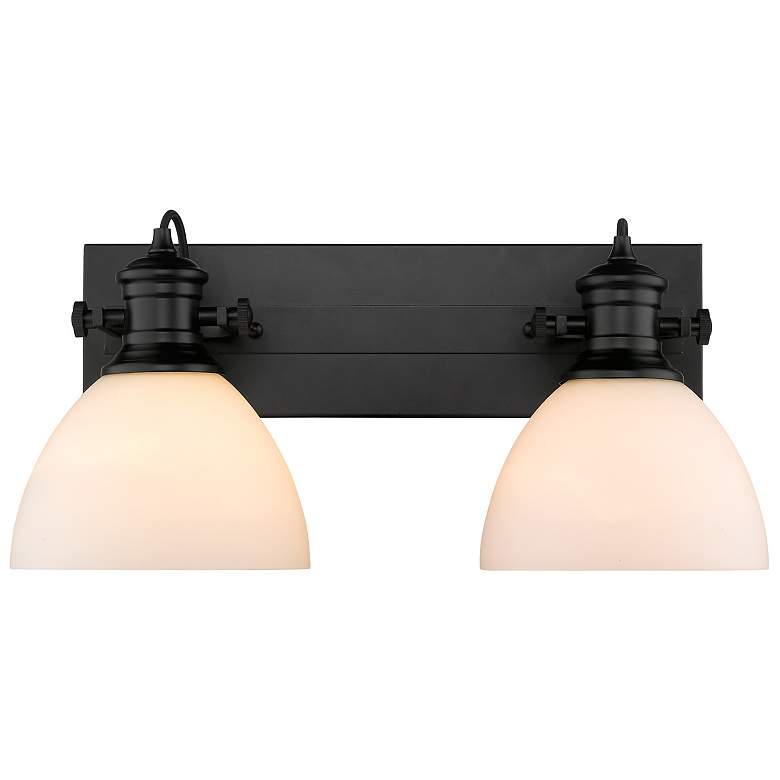Image 1 Hines 17 7/8 inch Wide Matte Black 2-Light Bath Light with Opal Glass