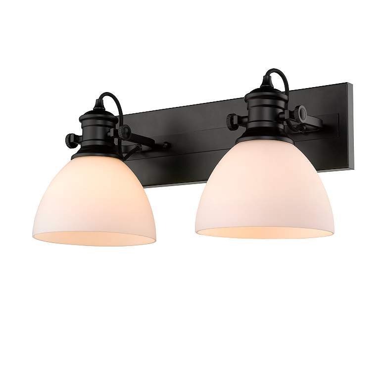 Image 2 Hines 17 7/8" Wide Matte Black 2-Light Bath Light with Opal Glass more views
