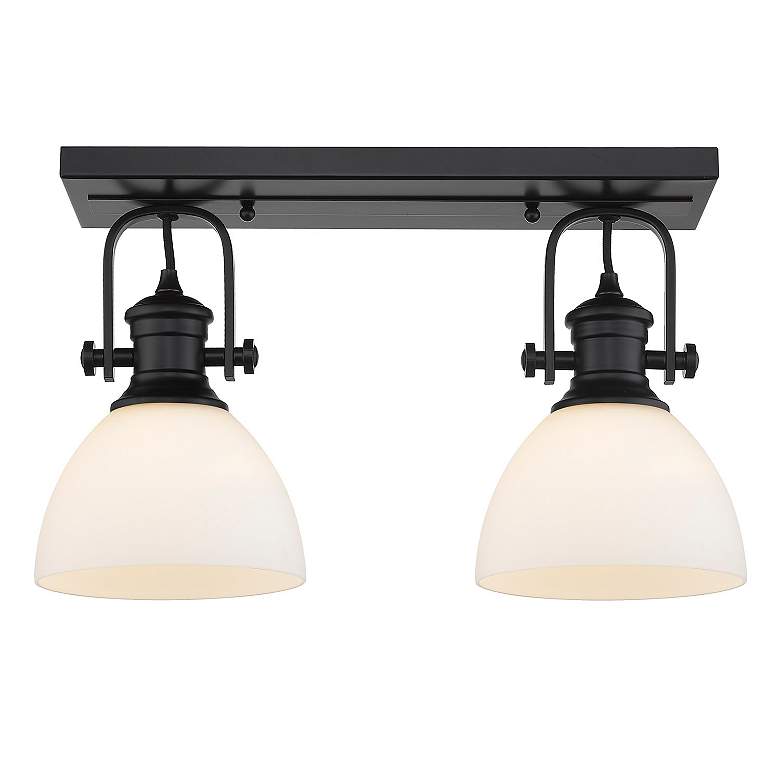 Image 3 Hines 17 7/8" Wide Matte Black 2-Light Bath Light with Opal Glass more views