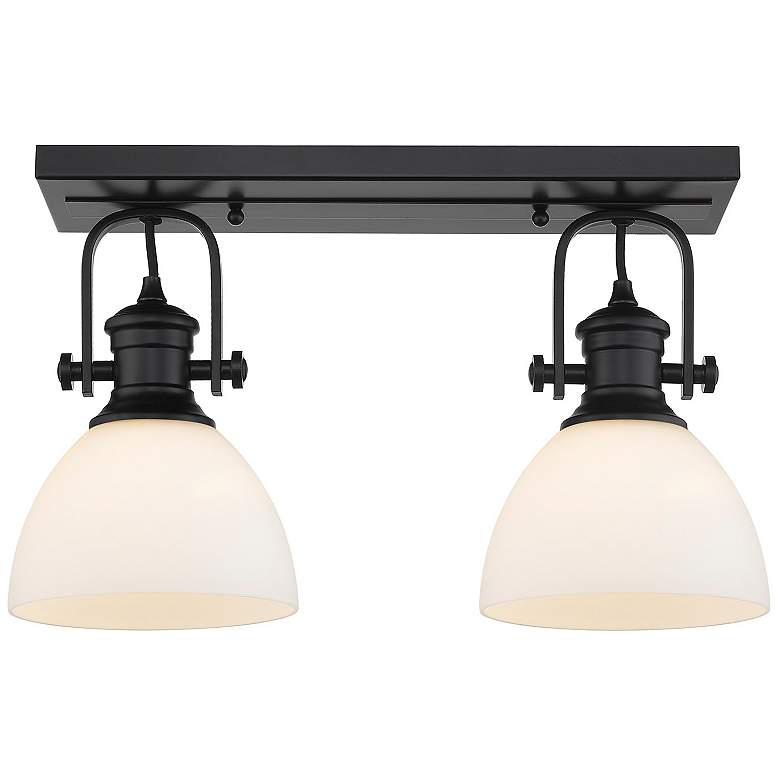Image 1 Hines 17 7/8 inch Wide Matte Black 2-Light Semi-Flush With Opal Glass