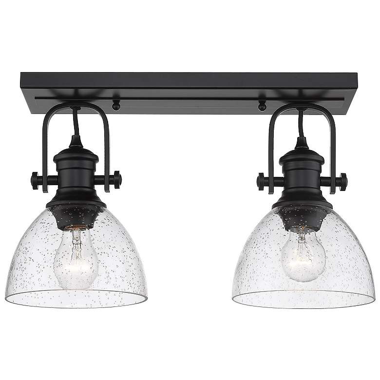 Image 1 Hines 17 7/8" Wide Matte Black 2-Light Semi-Flush With Seeded Glass