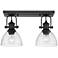 Hines 17 7/8" Wide Matte Black 2-Light Semi-Flush With Seeded Glass