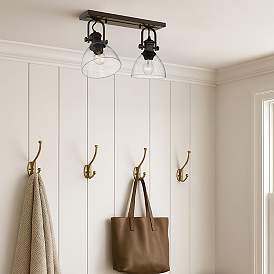 Image5 of Hines 17 7/8" Wide Matte Black 2-Light Semi-Flush With Seeded Glass more views
