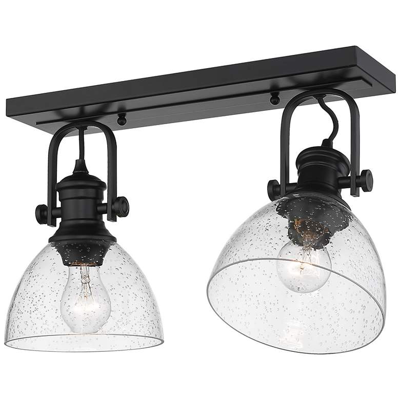 Image 6 Hines 17 7/8" Wide Matte Black 2-Light Semi-Flush With Seeded Glass more views