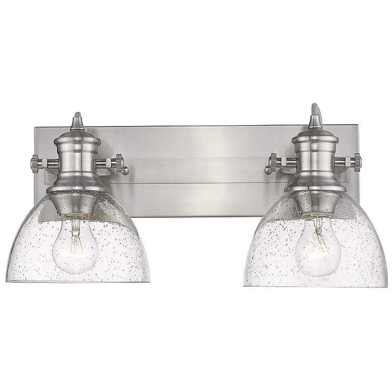 Image 1 Hines 17 7/8 inch Wide Pewter 2-Light Bath Light with Seeded Glass