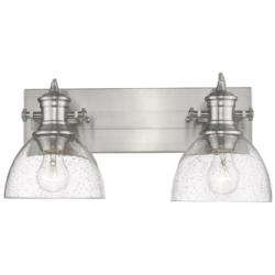 Hines 17 7/8&quot; Wide Pewter 2-Light Bath Light with Seeded Glass