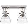 Hines 17 7/8" Wide Pewter 2-Light Semi-Flush With Seeded Glass
