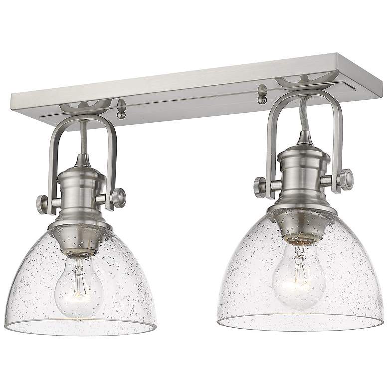 Image 4 Hines 17 7/8" Wide Pewter 2-Light Semi-Flush With Seeded Glass more views