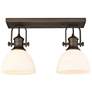 Hines 17 7/8" Wide Rubbed Bronze 2-Light Semi-Flush With Opal Glass