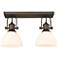 Hines 17 7/8" Wide Rubbed Bronze 2-Light Semi-Flush With Opal Glass
