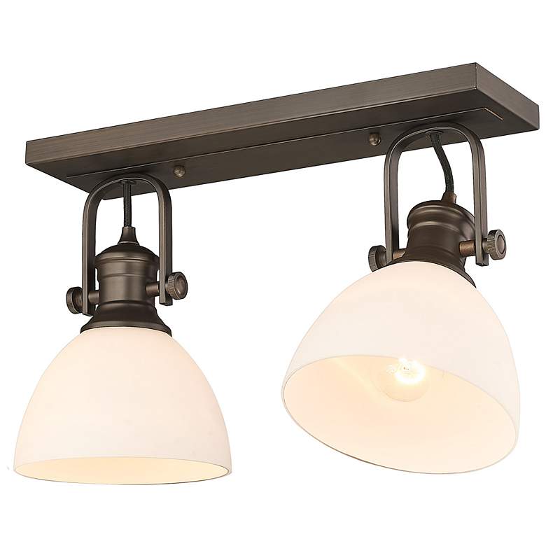 Image 3 Hines 17 7/8" Wide Rubbed Bronze 2-Light Semi-Flush With Opal Glass more views