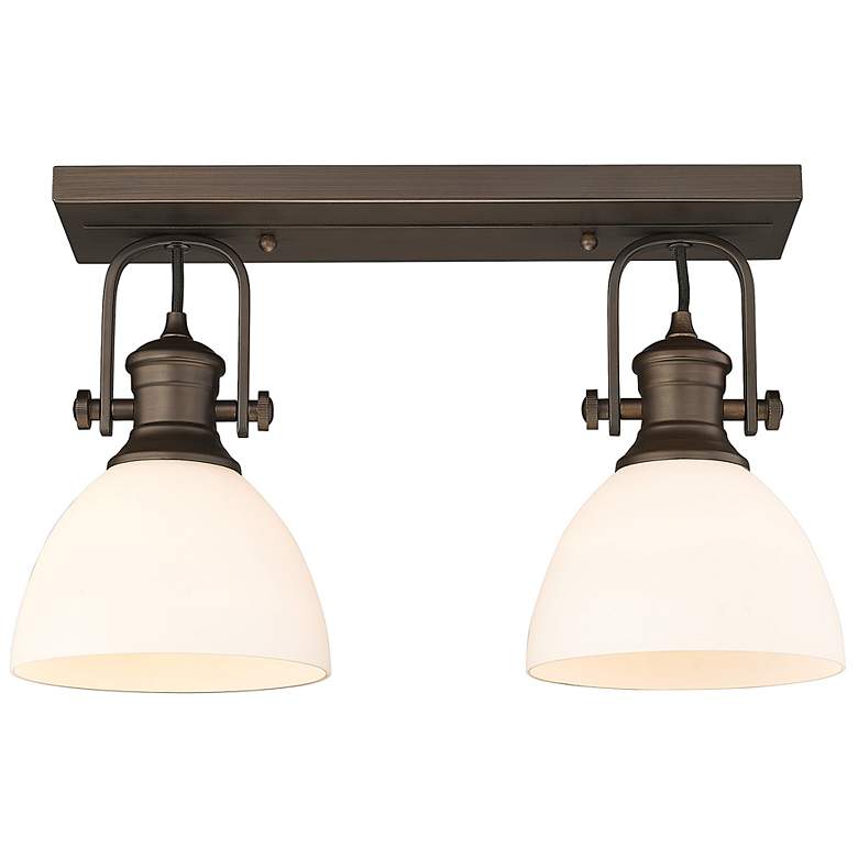 Image 4 Hines 17 7/8" Wide Rubbed Bronze 2-Light Semi-Flush With Opal Glass more views
