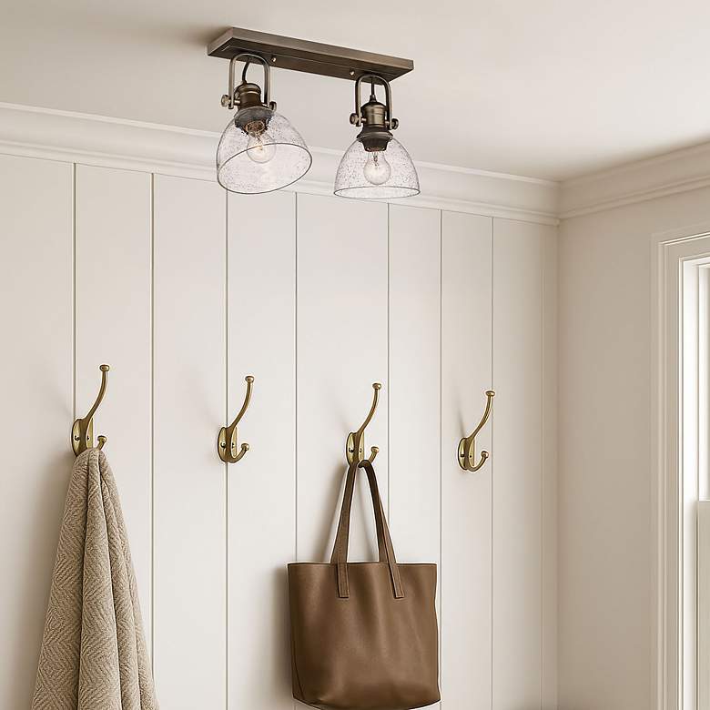 Image 5 Hines 17 7/8" Wide Rubbed Bronze 2-Light Semi-Flush With Opal Glass more views