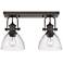 Hines 17 7/8" Wide Rubbed Bronze 2-Light Semi-Flush With Seeded Glass