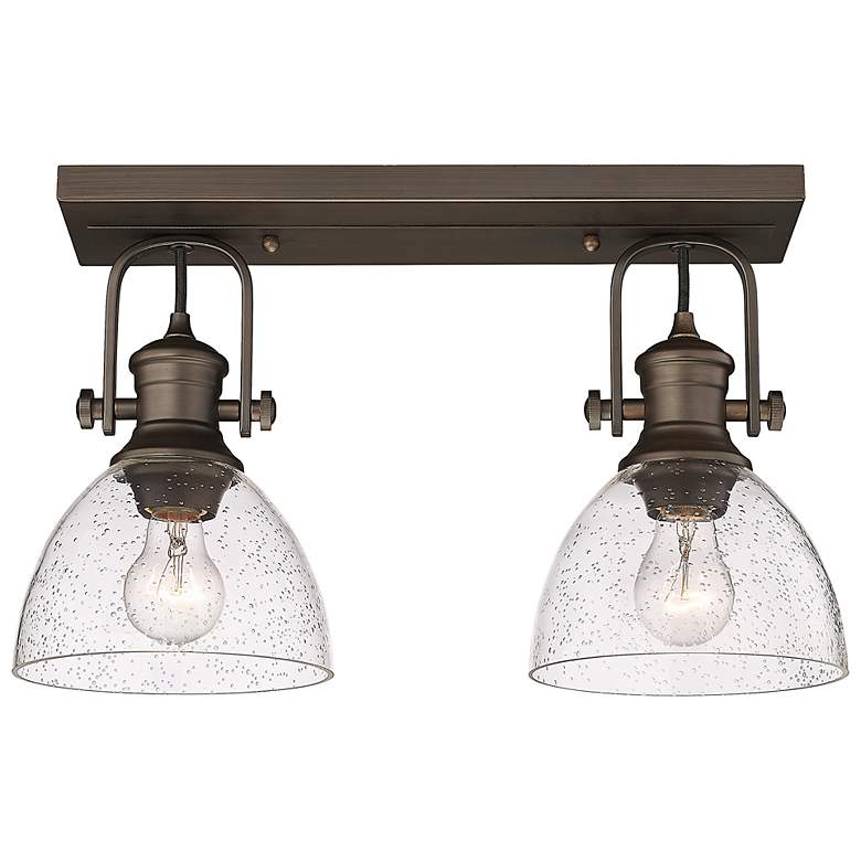 Image 5 Hines 17 7/8" Wide Rubbed Bronze 2-Light Semi-Flush With Seeded Glass more views