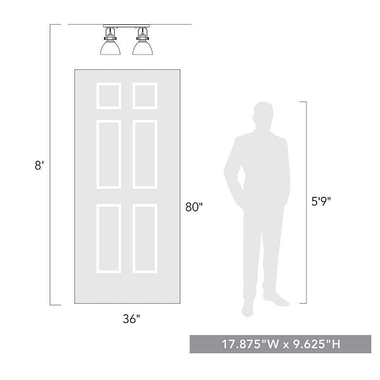 Image 6 Hines 17 7/8" Wide Rubbed Bronze 2-Light Semi-Flush With Seeded Glass more views