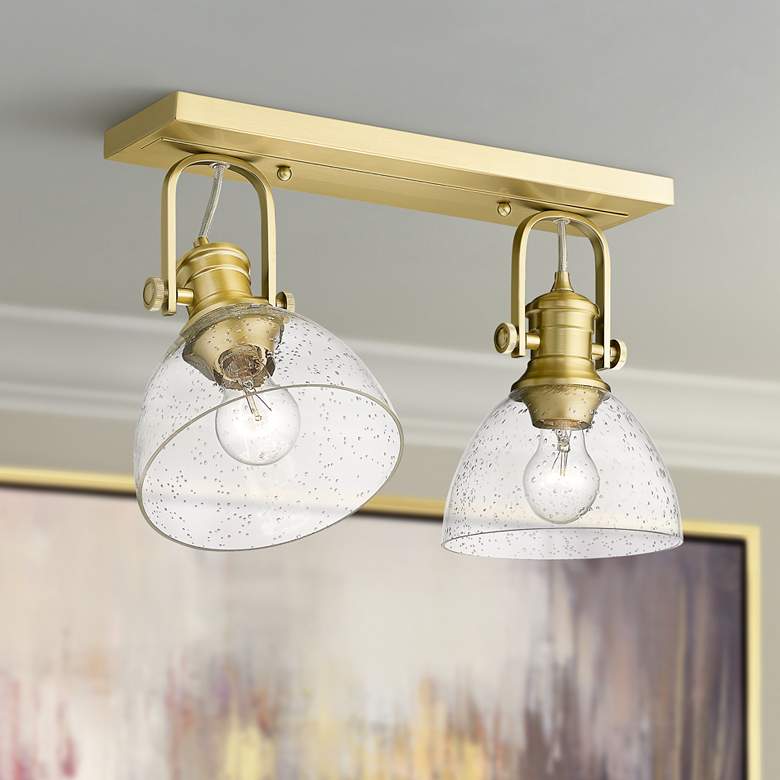 Image 1 Hines 18 inchW Brushed Champagne Bronze 2-Light Ceiling Light