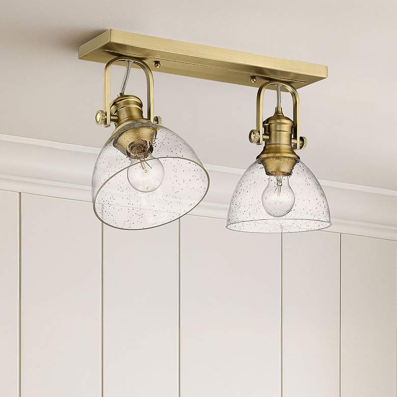 Image 1 Hines 18"W Brushed Champagne Bronze 2-Light Ceiling Light