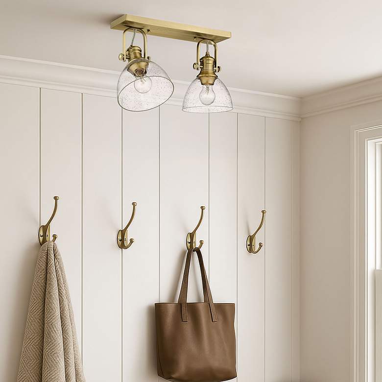 Image 4 Hines 18"W Brushed Champagne Bronze 2-Light Ceiling Light more views