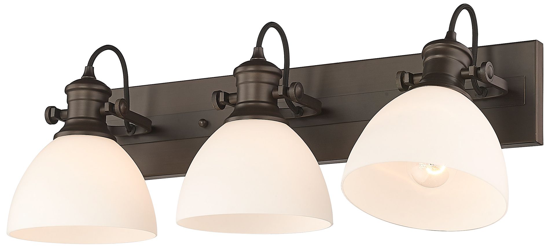 Hines 25 1/8" Wide 3-Light Vanity Light in Rubbed Bronze with Opal