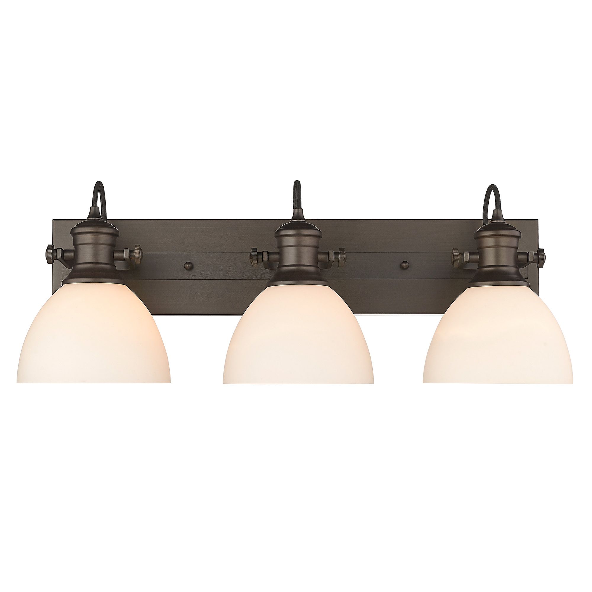 Image 3 Hines 25 1/8" Wide 3-Light Vanity Light in Rubbed Bronze with Opal more views