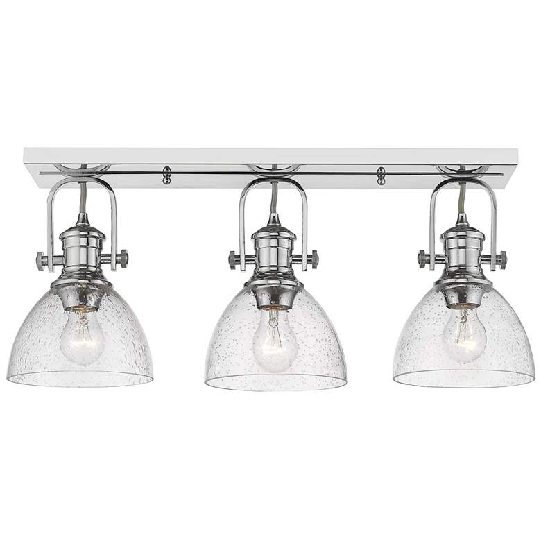 Image 1 Hines 25 1/8 inch Wide Chrome 3-Light Semi-Flush With Seeded Glass