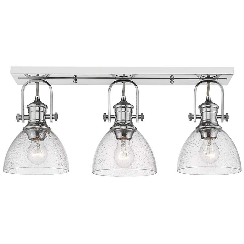Image 1 Hines 25 1/8" Wide Chrome 3-Light Semi-Flush With Seeded Glass