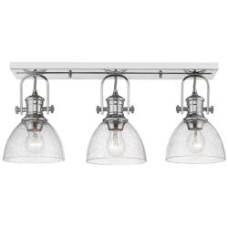Hines 25 1/8&quot; Wide Chrome 3-Light Semi-Flush With Seeded Glass