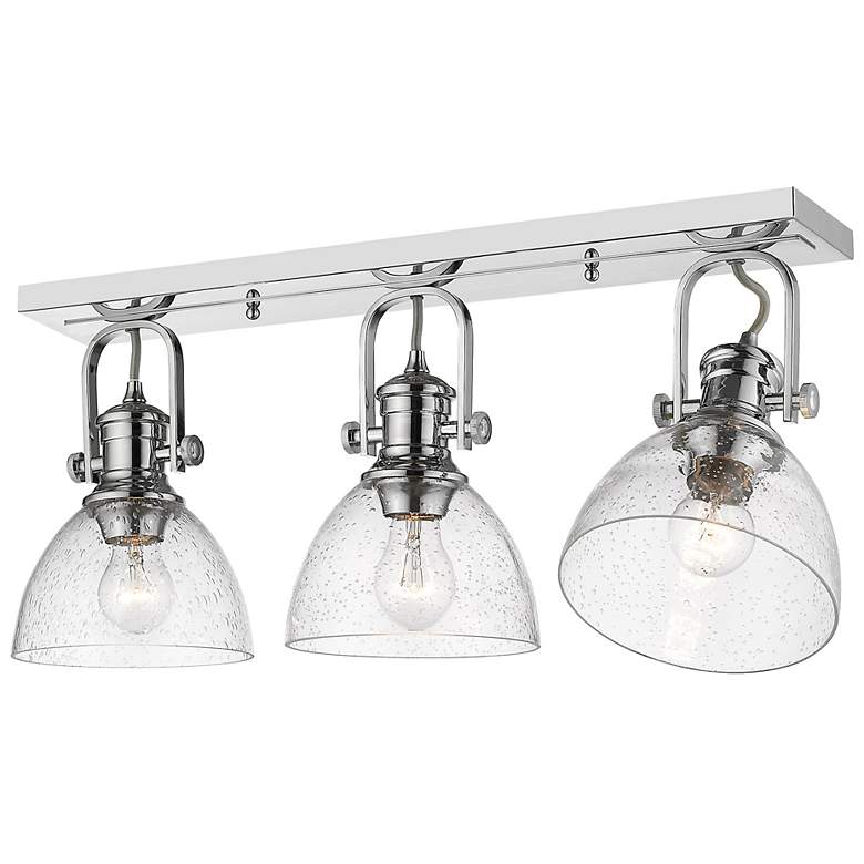 Image 3 Hines 25 1/8" Wide Chrome 3-Light Semi-Flush With Seeded Glass more views