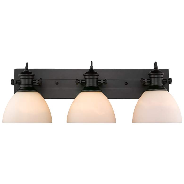 Image 1 Hines 25 1/8 inch Wide Matte Black 3-Light Bath Light with Opal Glass