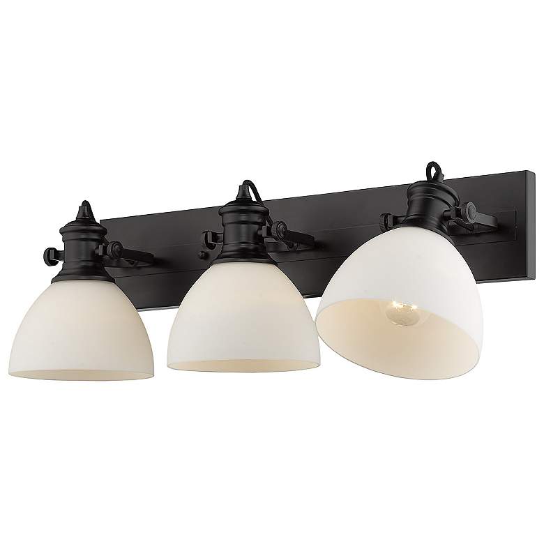 Image 4 Hines 25 1/8 inch Wide Matte Black 3-Light Bath Light with Opal Glass more views