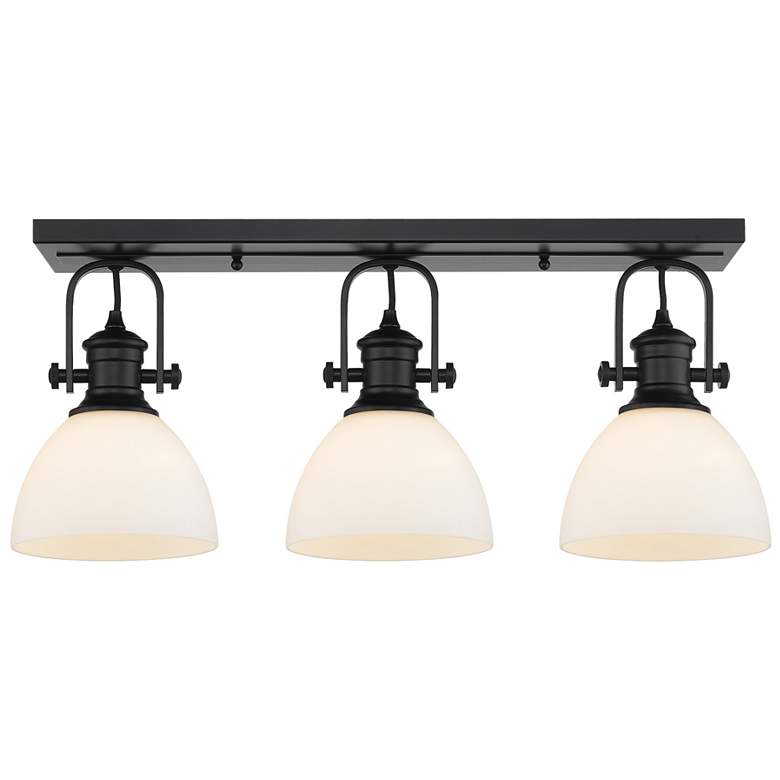 Image 1 Hines 25 1/8" Wide Matte Black 3-Light Semi-Flush With Opal Glass