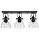 Hines 25 1/8" Wide Matte Black 3-Light Semi-Flush With Seeded Glass
