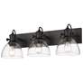 Hines 25 1/8" Wide Matte Black Bath Fixture With Clear Glass