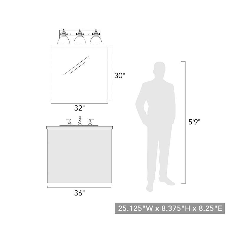 Image 2 Hines 25 1/8" Wide Matte Black Bath Fixture With Clear Glass more views