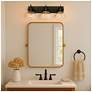 3_Hines 25 1/8" Wide Matte Black Bath Fixture With Clear Glass more views