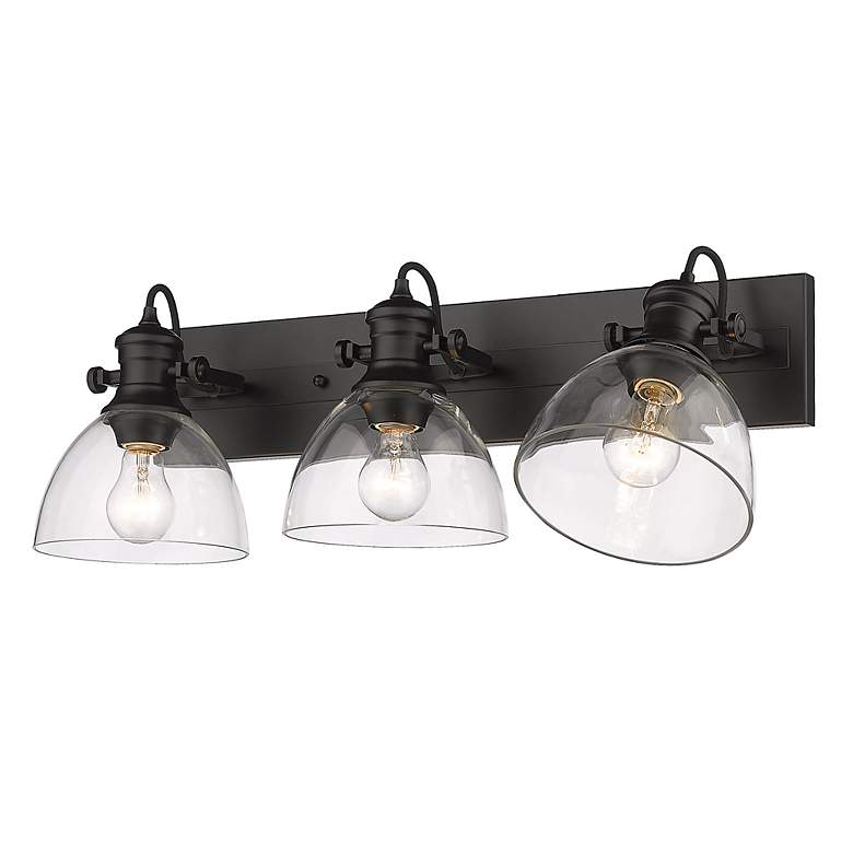 Image 4 Hines 25 1/8" Wide Matte Black Bath Fixture With Clear Glass more views