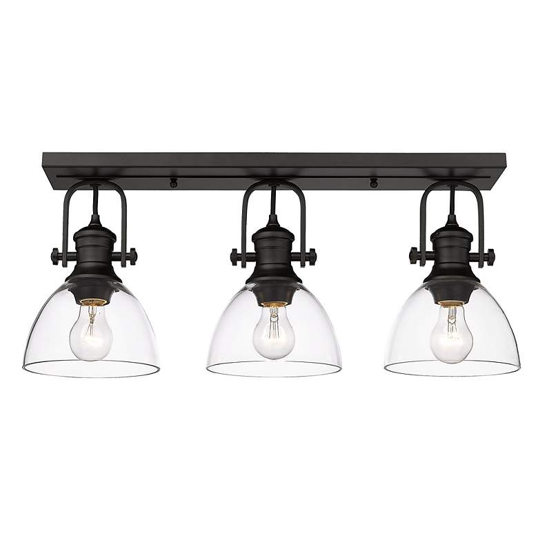 Image 5 Hines 25 1/8" Wide Matte Black Bath Fixture With Clear Glass more views