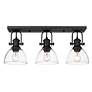 5_Hines 25 1/8" Wide Matte Black Bath Fixture With Clear Glass more views