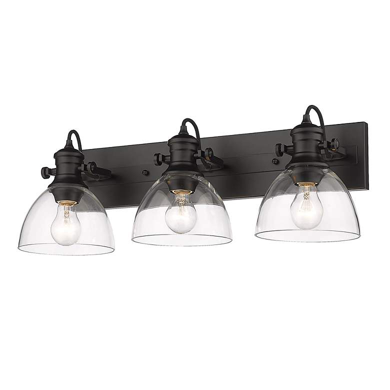 Image 6 Hines 25 1/8" Wide Matte Black Bath Fixture With Clear Glass more views